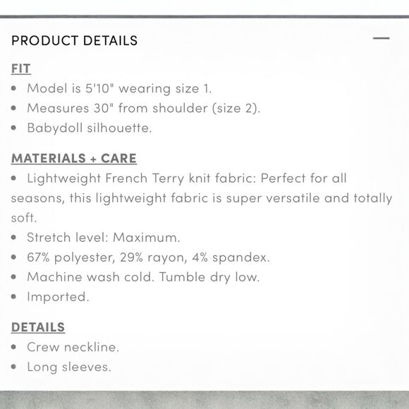 Torrid Lightweight French Terry Babydoll Crewneck Top - Size 2X - Picture 2 of 9